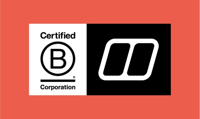 Certified B Corporation logo and berghaus logo