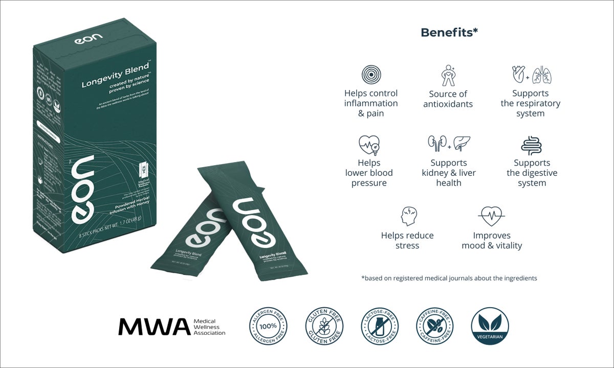 Benefits*: Helps control inflammation and pain. Source of antioxidants. Supports the respiratory system. Helps lower blood pressure. Supports kidney and liver health. Supports the digestive system. Helps reduce stress. Improves mood and vitality. *based on registered medical journals about the ingredients.