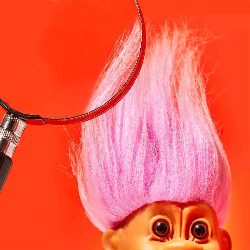 troll doll with pink hair