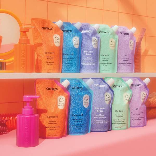 get a free refillable bottle when you buy 500ml refill shampoo or conditioner pouches