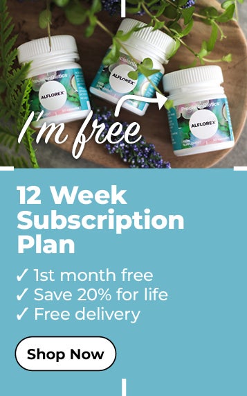 12 week subscription plan to alflorex supplements. 1st month free, save 20% for life, free delivery.