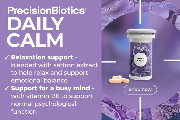 Daily Calm - Relaxation Support- Blended with saffron extract to help relax and support emotional balance. Supports for a busy mind - with vitamin B6 to support normal psychological function 