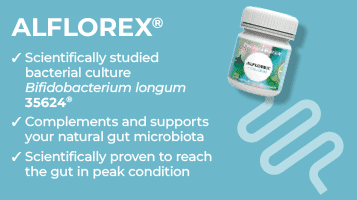 Alflorex® provides everyday support for your gut and digestive health, and is the only probiotic in the UK to contain the unique Bifidobacterium longum 35624® bacterial strain.
