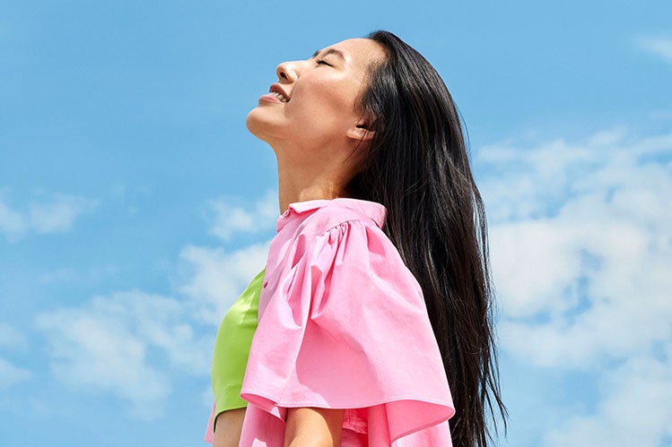 A young woman enjoying the weather.