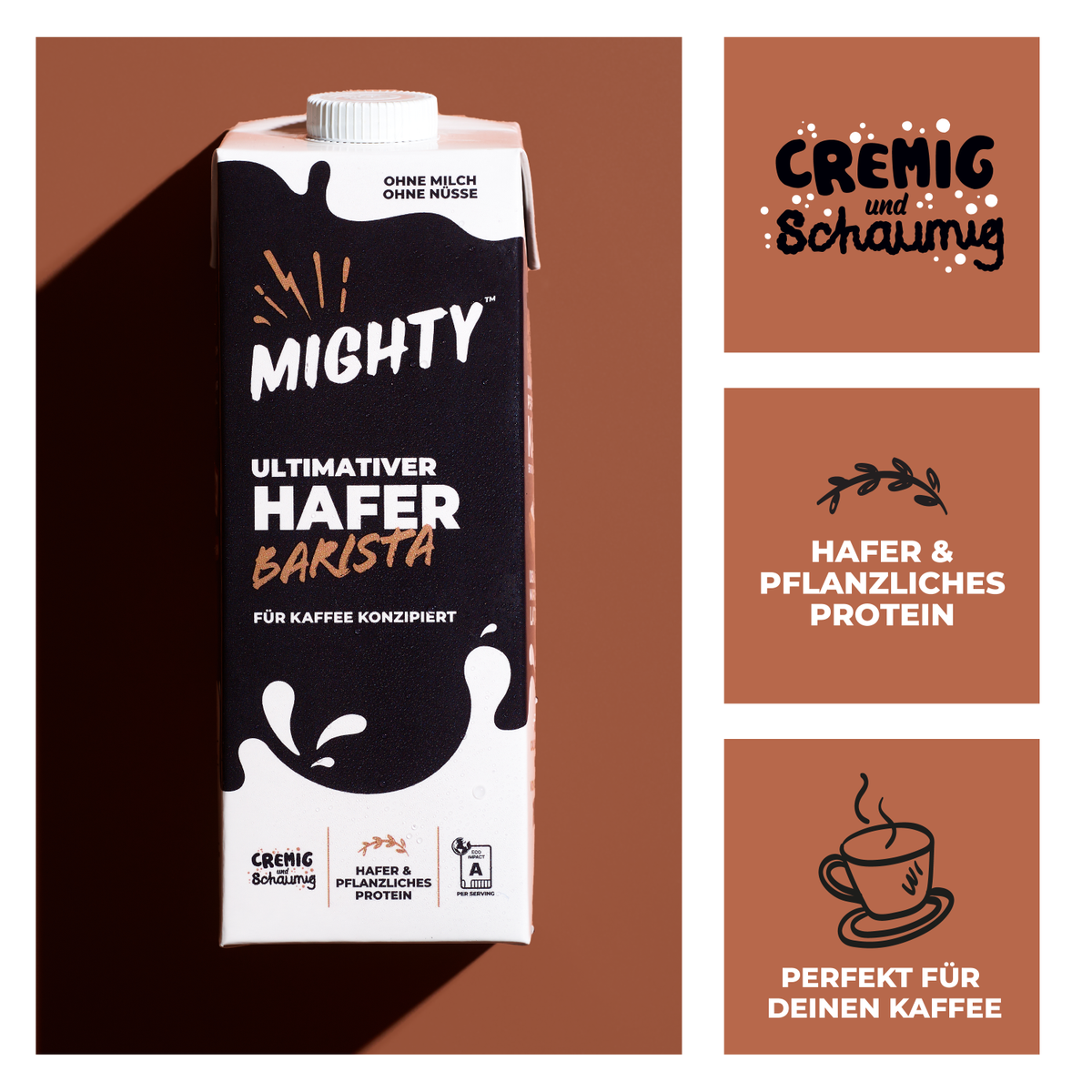 Ultimativer Hafer Barista Milch, cremig und schaumig, hafer und pflanzliches Protein, perfekt für deinen Kaffee