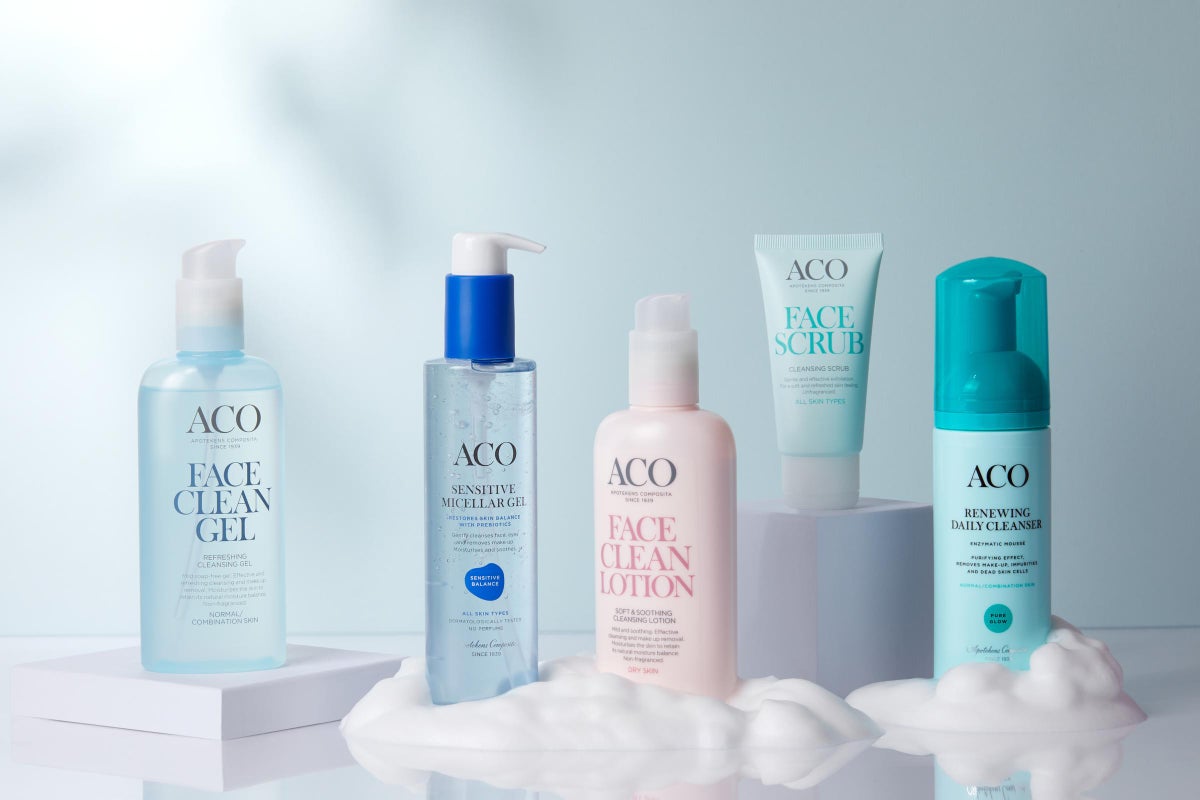 ACO Face Clean auf einem blauen Hintergrund
