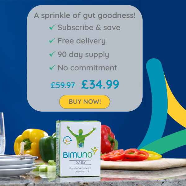 A sprinkle of gut goodness! Subscribe and save. Free delivery. 90 day supply. no commitment. £34.99. Buy now!