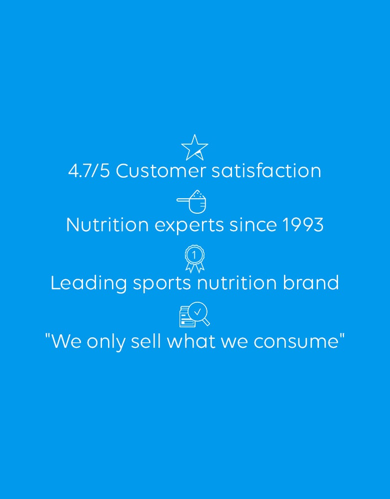 4.7/5 customer review - Nutrition expert since 1993 - Leader in sports nutrition - We sell what we consume