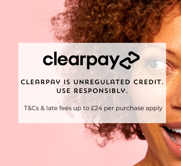 Clearpay is unregulated credit. Use responsibly. T&Cs & late fees up to £24 per purchase apply clearpay.co.uk/terms