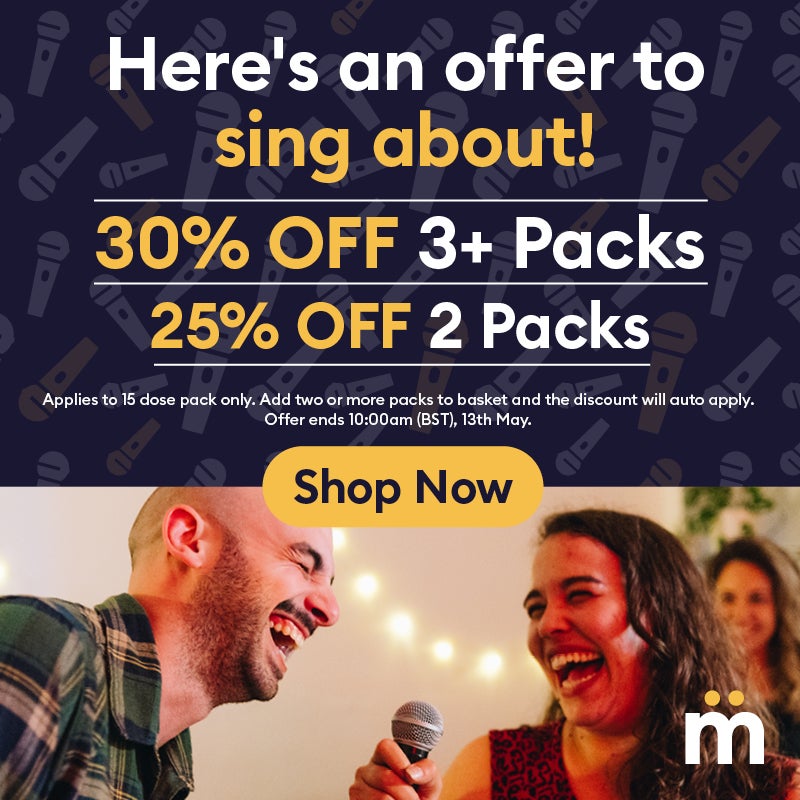 Here's an offer to sing about! Buy 2 save 25%, Buy 3+ save 30%. Shop now. offer only applies to the 15 dose pack. add two or more packs to basket and the discount will auto apply. Offer ends 10:00am (BST) 13th May