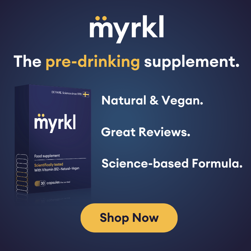 Myrkl the pre-drinking supplement. Natural & Vegan.  Great reviews. Science-based formula. Shop now.