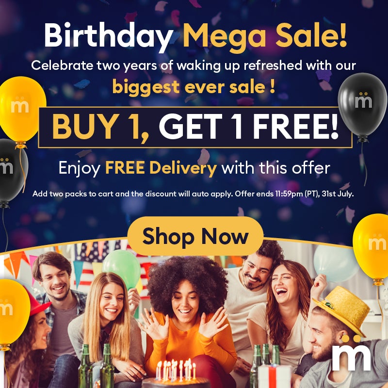 Myrkl Birthday Mega Sale! Celebrate two years of waking up refreshed with our biggest sale ever  Buy 1 get 1 free! Enjoy FREE Delivery with this offer. Shop Now. Add four packs to cart and the discount will auto apply. Offer ends 11:59pm (PT), 31st July.