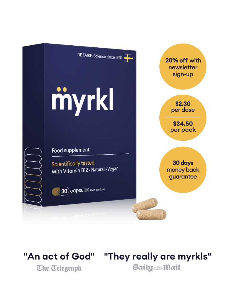 Myrkl is a Pre-Drinking Supplement perfected through 30 years of R&D. Patented formula made of proprietary high performing bacteria, L-cysteine and Vitamin B12 77% customer satisfaction rate and great reviews on Trustpilot. It contains 100% safe and legal ingredients following local food safety regulations. 2 capsules of Myrkl are taken two hours before drinking. 100% Natural and vegan.