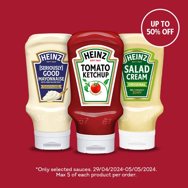 Up to 50% off selected sauces.