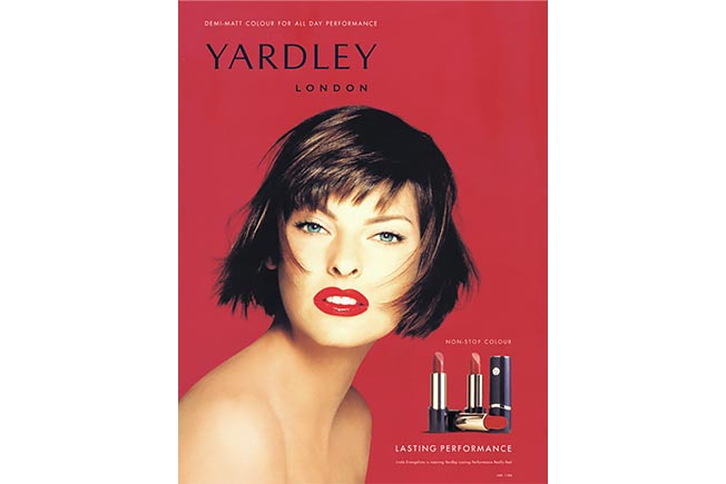 1990s Yardley of London advert featuring Linda Evangelista