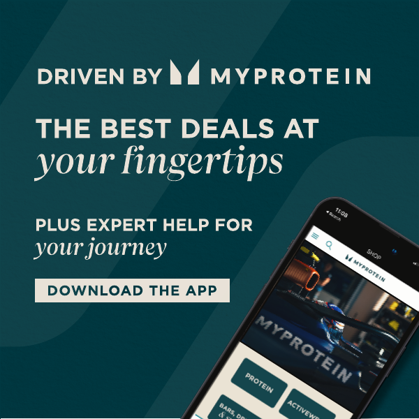 Driven by myprotein The best deals at your fingertips plus expert help for your journey 'Turn on notifications for exclusive offers 'Download the app'