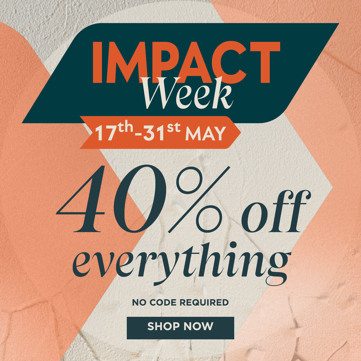 Impact week is here. 40% off everything no code required