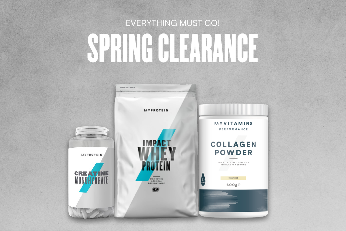 Everything Must Go! Spring Challenge featuring Creating Monohydrate, Impact Whey Protein & Collagen Powder: Shop Now.