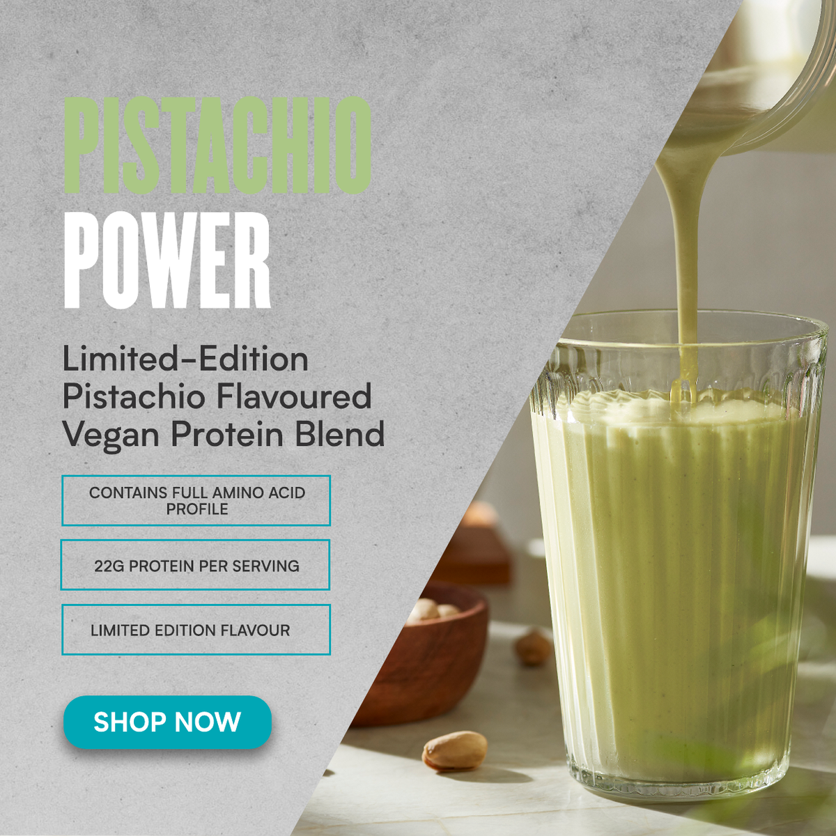 Pistachio Power - New limited edition flavour 'shop now'
