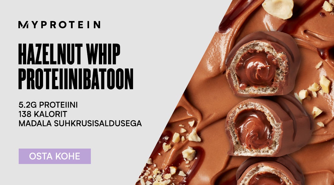 hazelnut whip proteiinibatoon vaid 138 kalorit ja 5.2 grammi proteiini