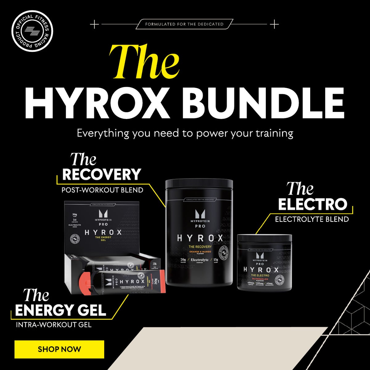 Myprotein x Hyrox. Official Nutrition partner