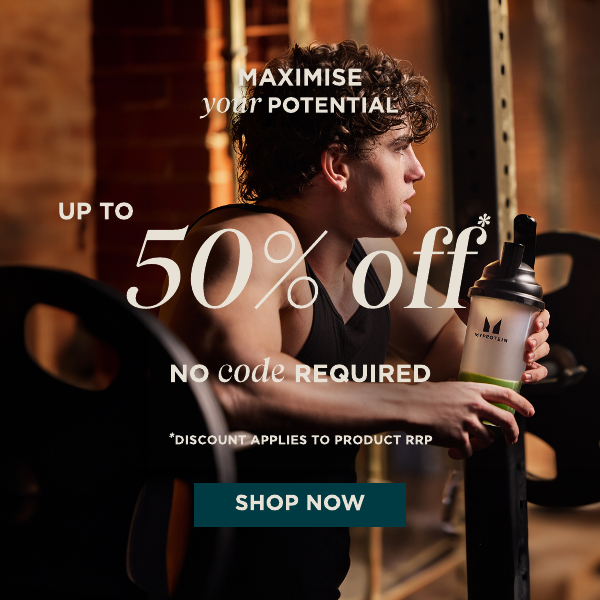 Maximise your potential with up to 50% off across all your fitness favourites. No code required. shop now.