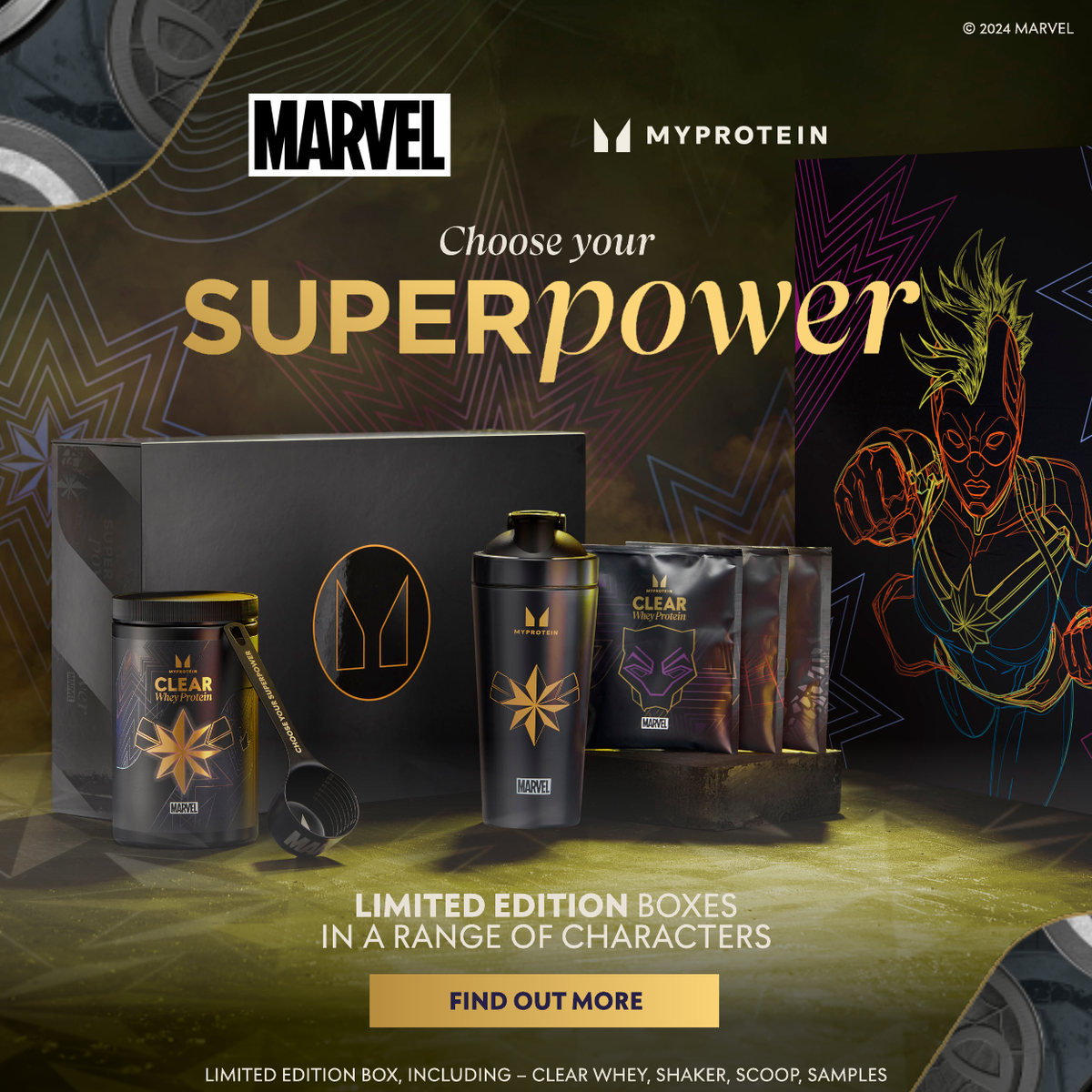 Marvel x Myprotein. Choose your superpower. Limited edition boxes. Find out more.
