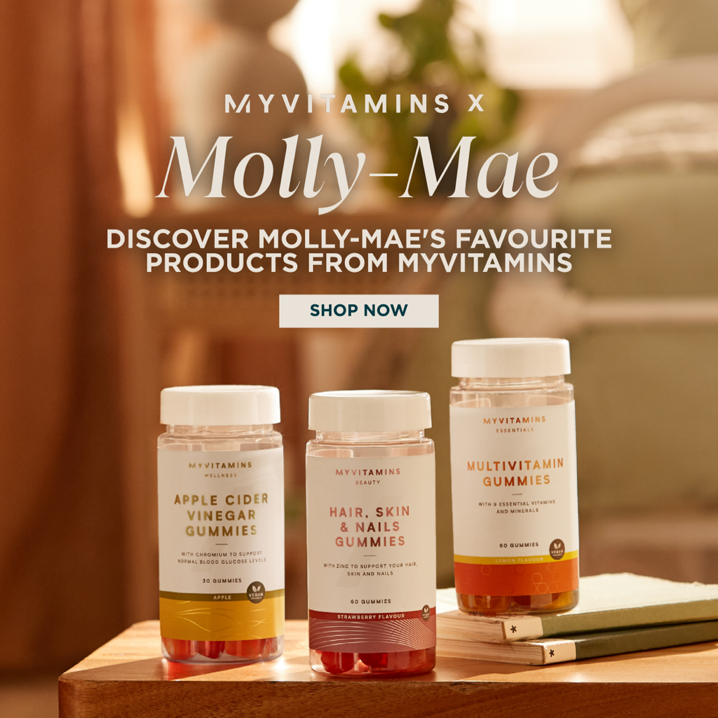 Myvitamins x Molly Mae. Discover Molly Mae's favourite products from Myvitamins.