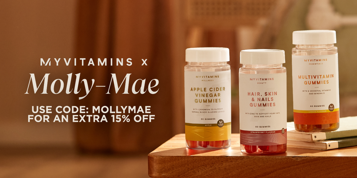 Myvitamins x Molly Mae. Discover Molly Mae's favourite products from Myvitamins.