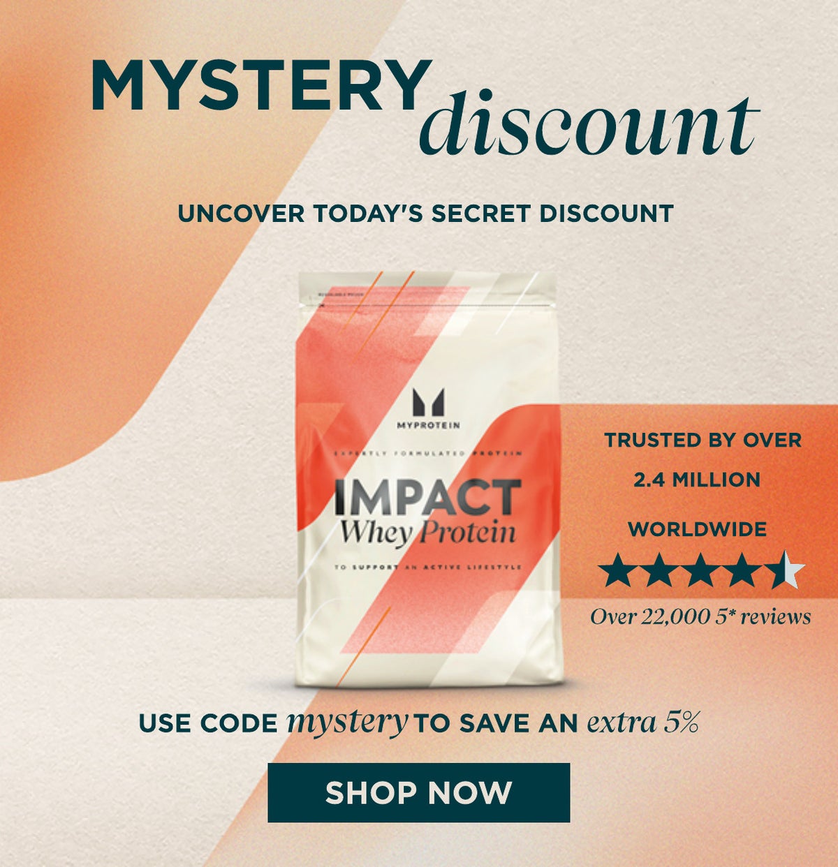 Mystery discount uncover today's secret discount at basket, plus save an extra 5% with code mystery. shop now.