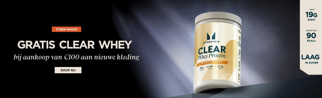 Gratis Clear Whey Bij aankoop van €100 aan nieuwe kleding