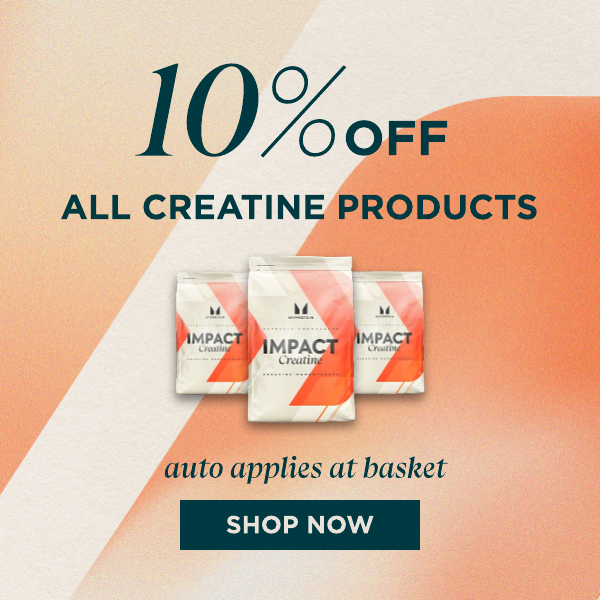 10% Off All creatine products auto applies at basket shop now