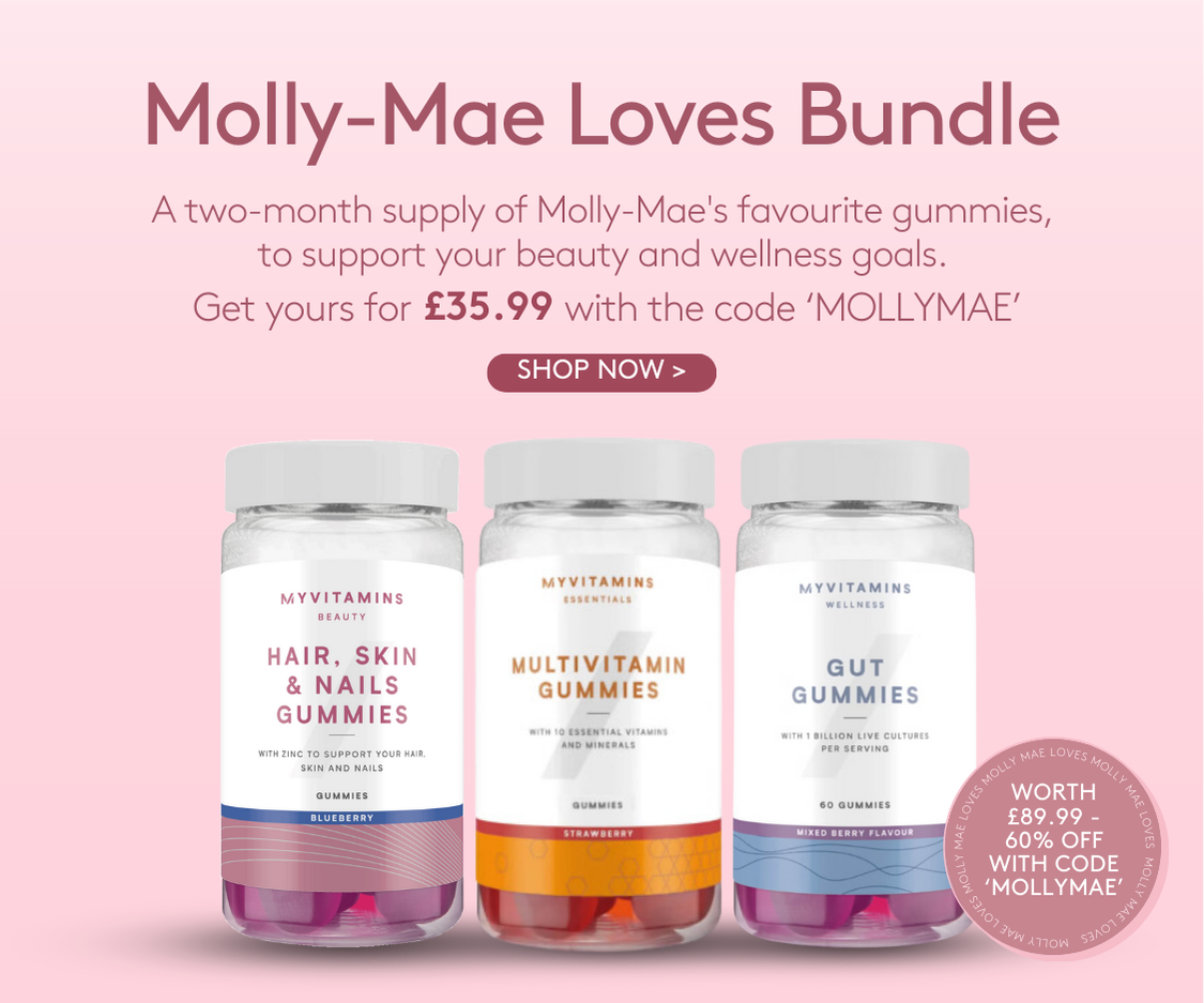 Myvitamins x Molly Mae. Discover Molly-Mae's favorite products from Myvitamins