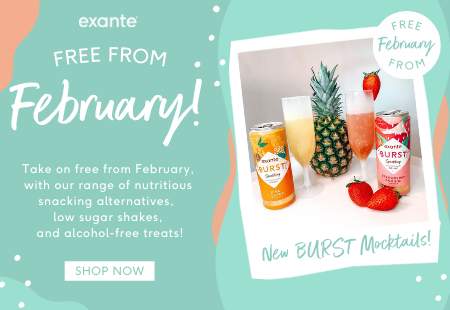 Free from February - Shop our range of nutritious snacking alternatives,  low sugar shakes and  alcohol-free treats!