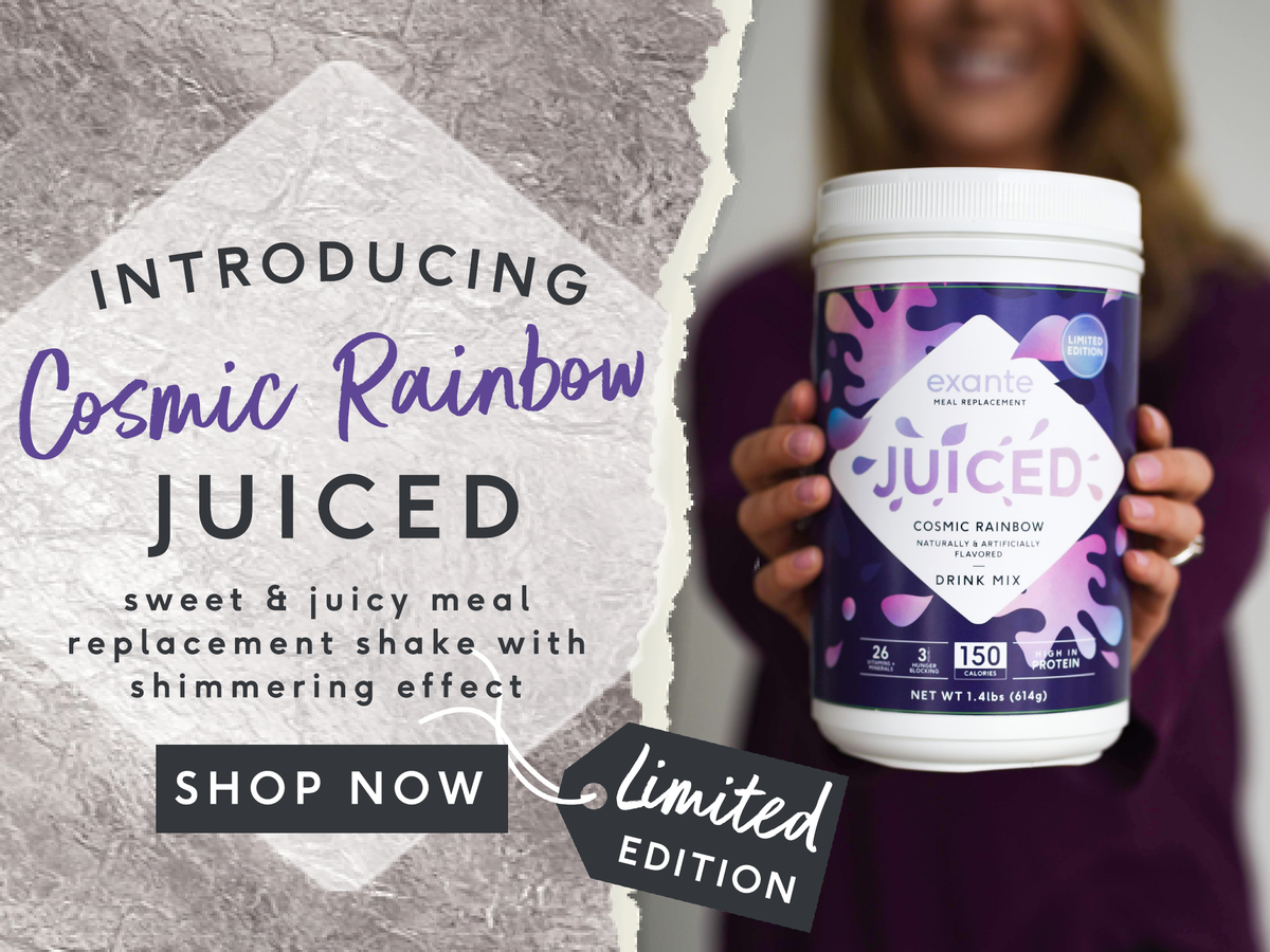 Introducing COSMIC RAINBOW. Our new juicy meal replacement shake with shimmering effect. Shop now.