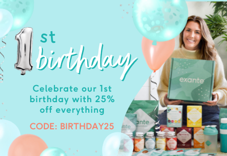 Celebrate exante's 1st Birthday with 20% off everything. Use code BIRTHDAY