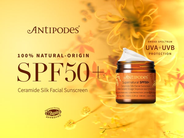 Antipodes new product SPF top banner - UVA and UVB protection