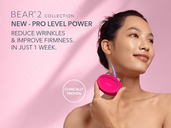 Bear 2 collection. new pro level power. reduces wrinkles and improves firmness in just one week.