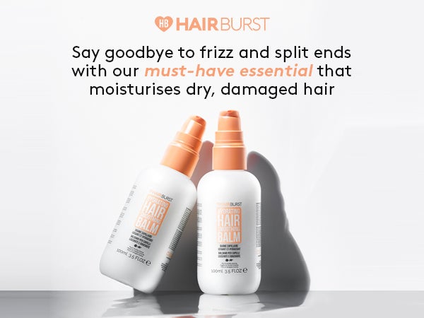 Hairburst Hydrating Hair Smoothing Balm: Say goodbye to frizz and split ends with our must-have essential that moisturisers dry, damaged hair.