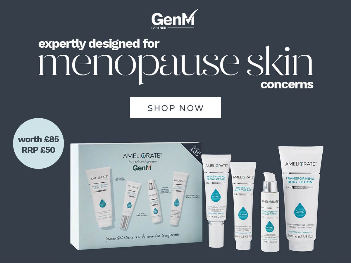 Ameliorate Top Banner - Gen =M - Expertly designed for Menopause skin concerns - shop now