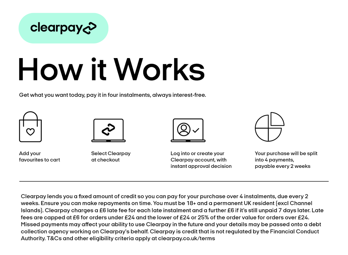 CLEARPAY: HOW IT WORKS. Get what you want today, pay it in four instalments, always interest-free.