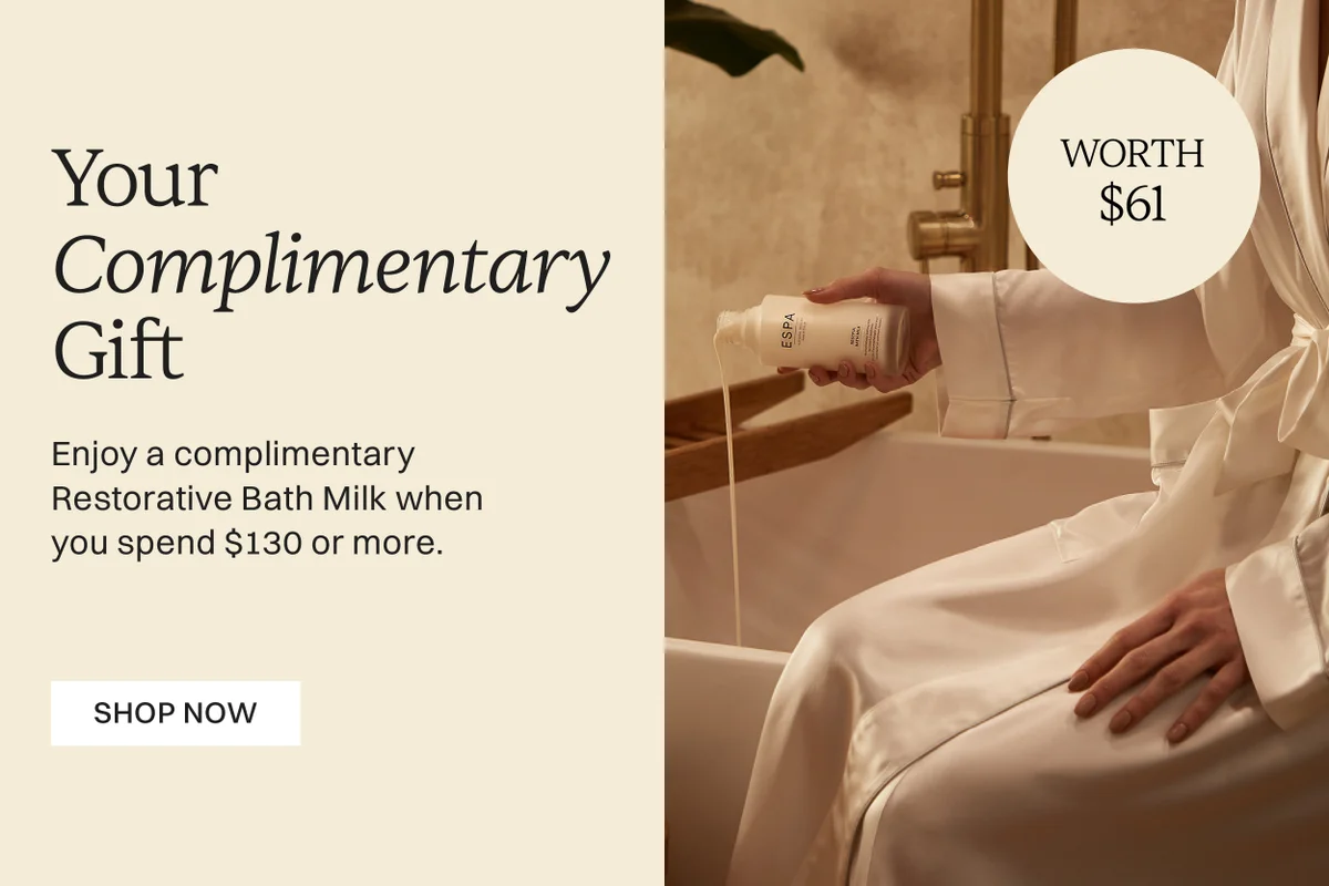 Your Complimentary gift enjoy a complimentary restorative bath milk when you spend $130 or more shop now worth $61