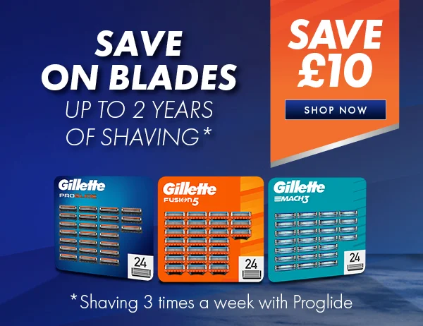 SAVE £10 ON 24-PACK GILLETTE BLADES