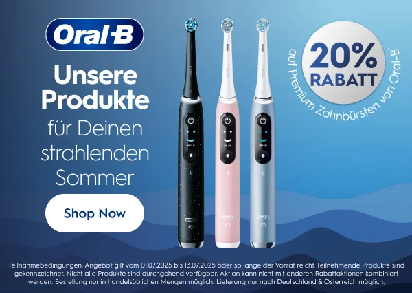 Unsere Produkte für Deinen strahlenden Sommer 20% Rabatt auf Premium Zahnbürsten von Oral-B