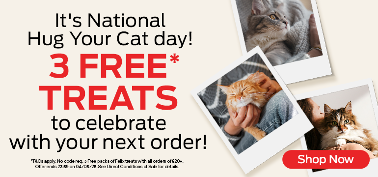 It's National Hug Your Cat day! 3 Free Treats to celebrate with your next order!