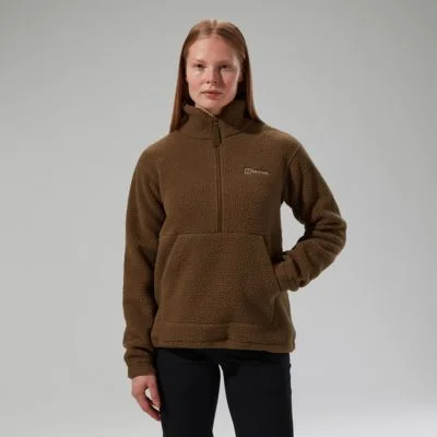 Halb-Zip-Fleece Hawksker Damen-Pullover Bark