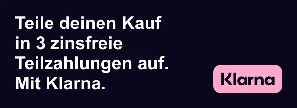 Teile deinen kauf in 3 zinsfreie teilzahlungen auf mit Klarna.