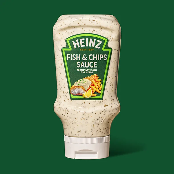 New Heinz Fish & Chips Sauce Has Landed! Bring the Friday feeling to any day with our fresh, herby Fish & Chips Sauce – Blending gherkins, onions, parsley and dill. <br><br>Free with every Build-a-Box order!