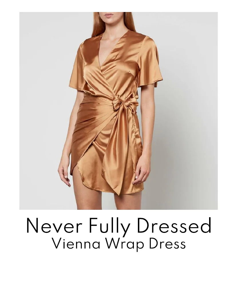 Never Fully Dressed Vienna Satin Wrap Mini Dress