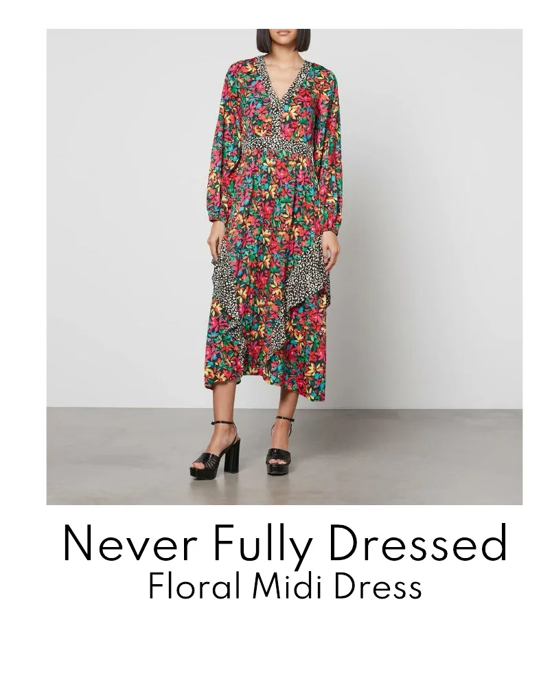 Never Fully Dressed Floral-Print Satin Midi Dress